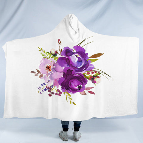 Image of Purple Flower SWLM3615 Hooded Blanket