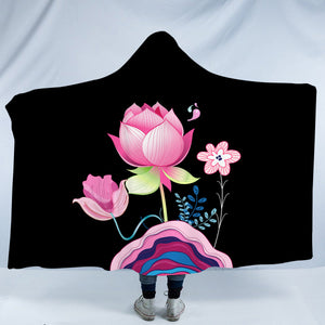 Lotus Flowers Illustration SWLM3661 Hooded Blanket