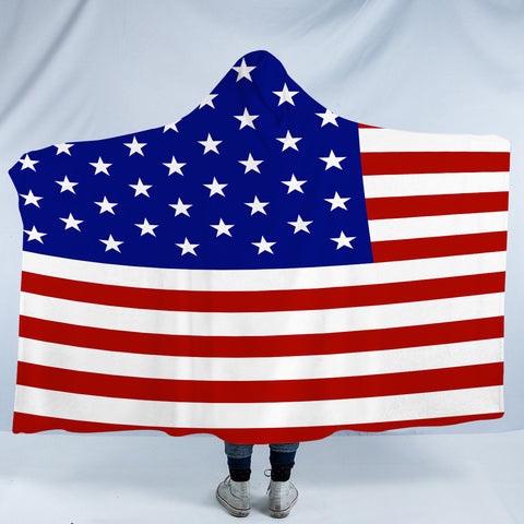 Image of USA Flag SWLM3662 Hooded Blanket