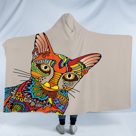 Image of Colorful Aztec Sphynx SWLM3664 Hooded Blanket