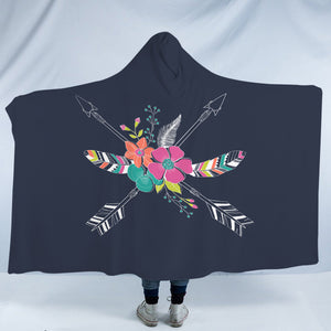 Floral Arrows & Feather SWLM3668 Hooded Blanket