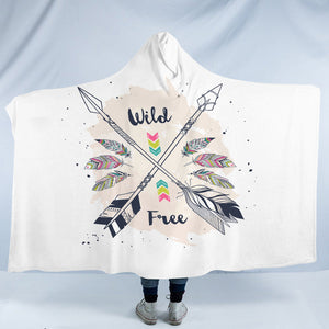 Wild & Free Pink Feather & Arrows SWLM3670 Hooded Blanket