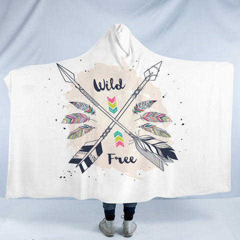 Image of Wild & Free Pink Feather & Arrows SWLM3670 Hooded Blanket