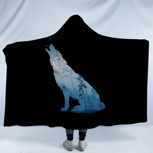 Night Forest Wolf SWLM3673 Hooded Blanket