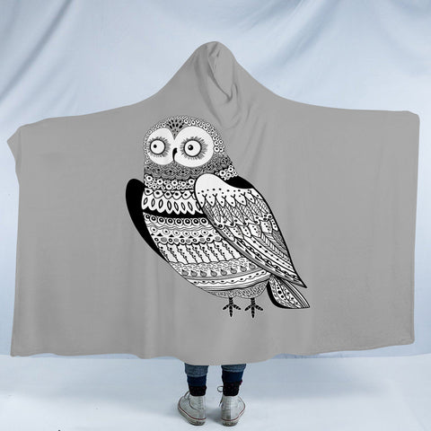 Image of B&W Aztec Owl SWLM3674 Hooded Blanket