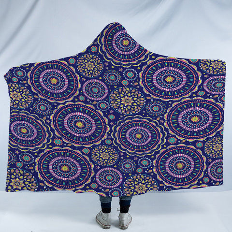 Image of Dark Blue Mandala SWLM3675 Hooded Blanket