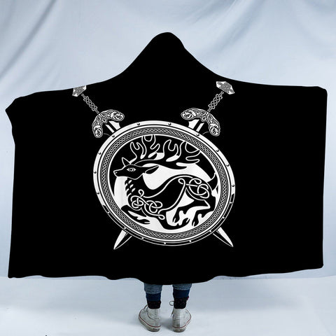 Image of Deer Shield and Knives SWLM3676 Hooded Blanket