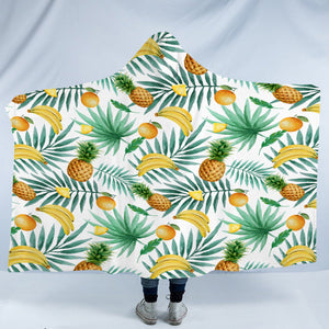 Tropical Pineapple & Bananas SWLM3677 Hooded Blanket