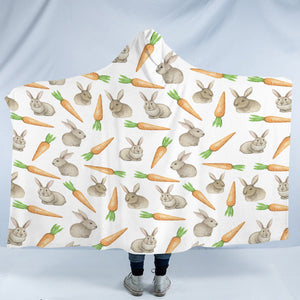 Rabbits & Carrots Monogram SWLM3680 Hooded Blanket