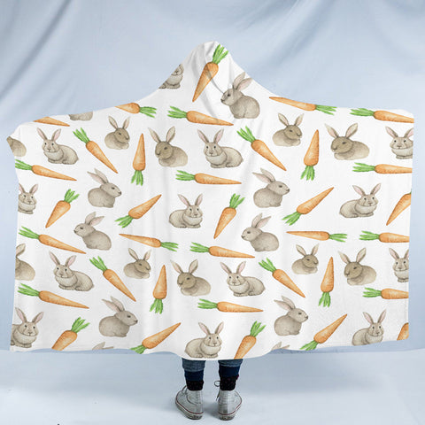 Image of Rabbits & Carrots Monogram SWLM3680 Hooded Blanket