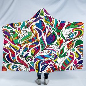 Multicolor Aztec Pattern on Feather SWLM3681 Hooded Blanket