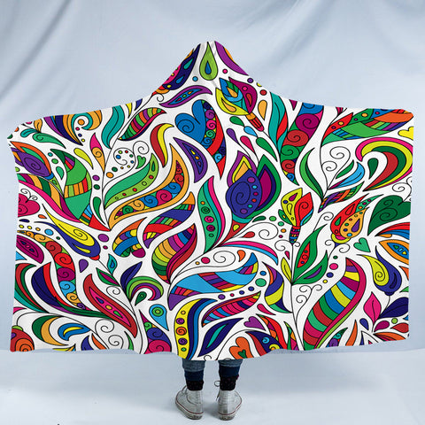 Image of Multicolor Aztec Pattern on Feather SWLM3681 Hooded Blanket