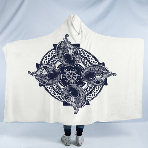 Image of Navy Ancient Mandala SWLM3683 Hooded Blanket