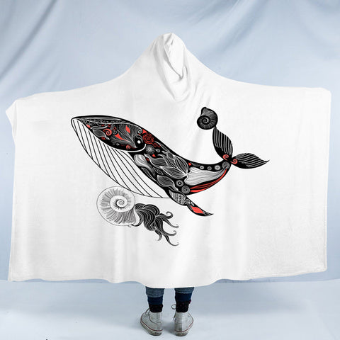Image of Pattern On Whale Sketch SWLM3684 Hooded Blanket