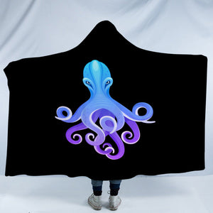 Gradient Blue&Purple Angry Octopus SWLM3687 Hooded Blanket