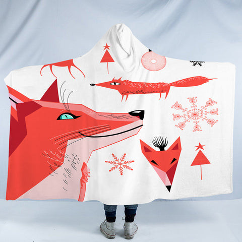 Image of Winter Funny Shapes of Fox SWLM3688 Hooded Blanket