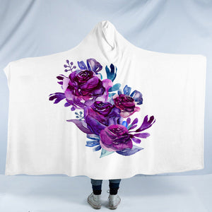 Gradient Blue&Purple Roses SWLM3691 Hooded Blanket