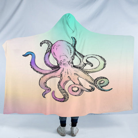 Image of Multicolor Gradient Octopus SWLM3692 Hooded Blanket