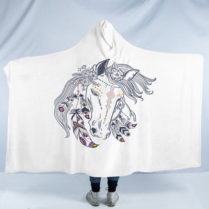 Female Dreamcatcher Horse Sketch SWLM3694 Hooded Blanket