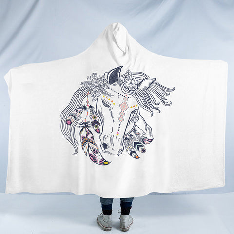 Image of Female Dreamcatcher Horse Sketch SWLM3694 Hooded Blanket