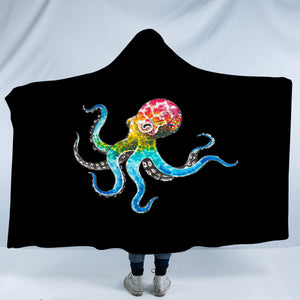 Multicolor Dot Octopus SWLM3696 Hooded Blanket