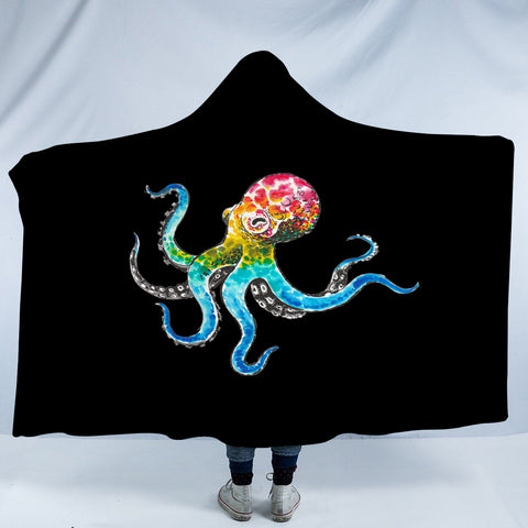 Image of Multicolor Dot Octopus SWLM3696 Hooded Blanket