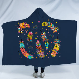 Colorful Feather & Dot SWLM3697 Hooded Blanket