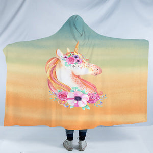 Pastel Floral Unicorn SWLM3702 Hooded Blanket