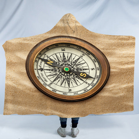 Image of Vintage Brown Compass SWLM3704 Hooded Blanket