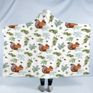 Squirrel and Chestnut Monogram SWLM3739 Hooded Blanket