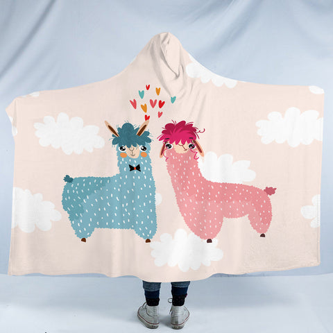 Image of Cute In-Love Alpaca SWLM3740 Hooded Blanket