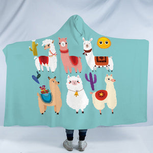 Cute Cartoon Alpacas SWLM3741 Hooded Blanket