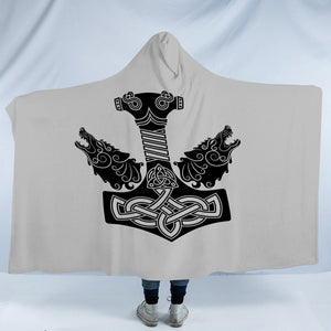 B&W Wolf Knife Warrior Logo SWLM3742 Hooded Blanket