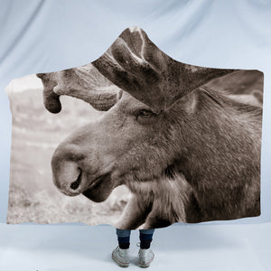 Old Reindeer Head SWLM3743 Hooded Blanket