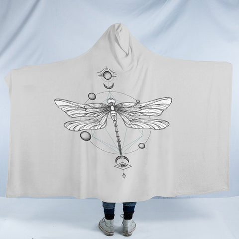 Image of Sun-Moon Butterfly Sketch Line SWLM3752 Hooded Blanket