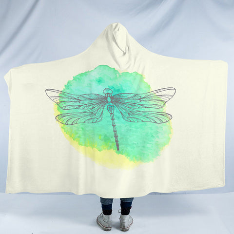 Image of Light Green Spray and Butterfly Line Sketch SWLM3753 Hooded Blanket