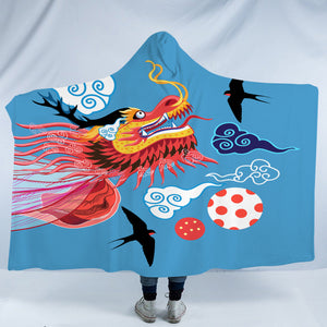 Asian Dragon Head Japanese Art SWLM3755 Hooded Blanket
