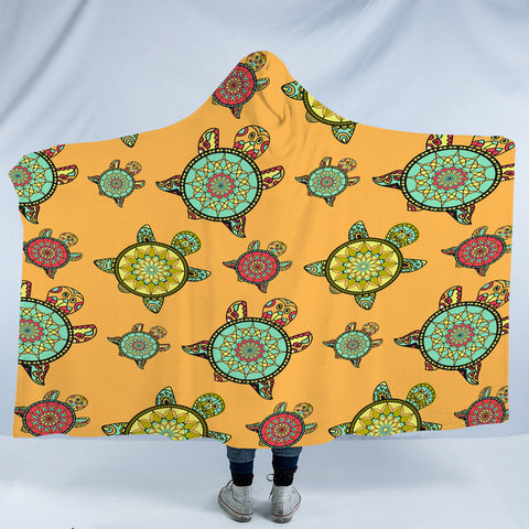 Image of Colorful Mandala Turtles Monogram SWLM3764 Hooded Blanket