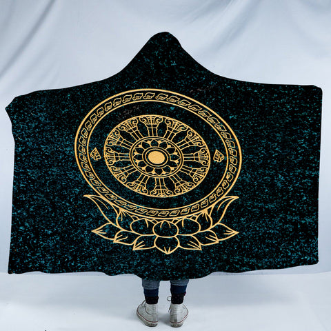 Image of Gold Metal Lotus Mandala SWLM3797 Hooded Blanket