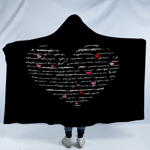 Image of Love Text in Heart SWLM3799 Hooded Blanket