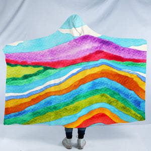 RGB Colorful Waves on Mountain SWLM3808 Hooded Blanket