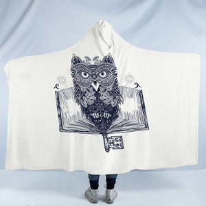 Owl in Book Sketch SWLM3811 Hooded Blanket