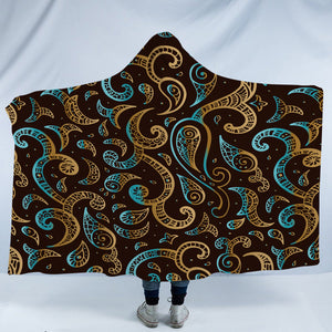 Gold Bandana Pattern in Brown SWLM3812 Hooded Blanket