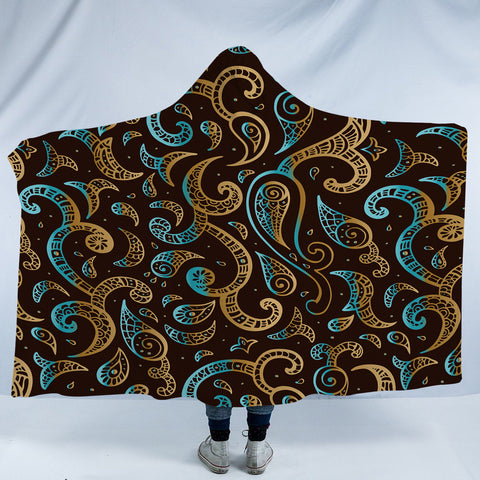 Image of Gold Bandana Pattern in Brown SWLM3812 Hooded Blanket