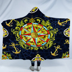 Vintage Ocean Compass SWLM3820 Hooded Blanket
