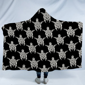 Black & Grey Mandala Turtle Monogram SWLM3861 Hooded Blanket