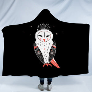 White Red Female Owl SWLM3863 Hooded Blanket