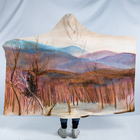 Image of Cozy Landscape Watercolor SWLM3864 Hooded Blanket