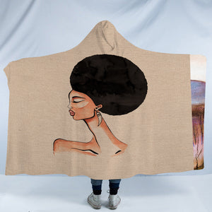 Beautiful Afro Lady SWLM3865 Hooded Blanket