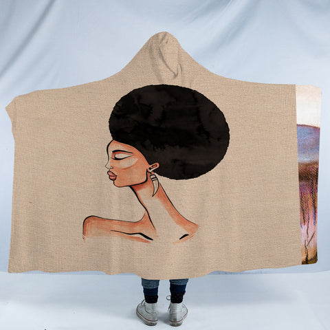 Image of Beautiful Afro Lady SWLM3865 Hooded Blanket